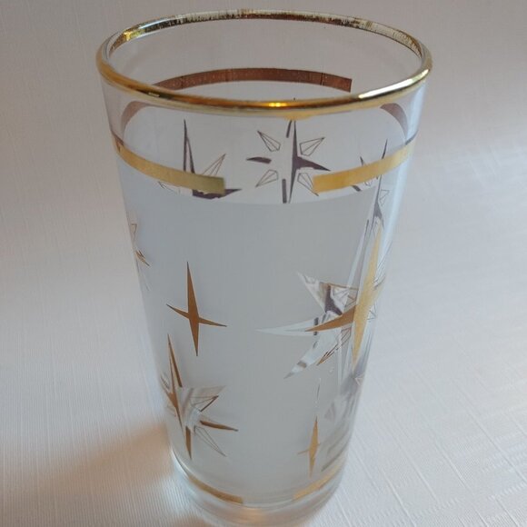 Mid Century Atomic Starburst Frosted Juice Glass VINTAGE - Picture 4 of 6